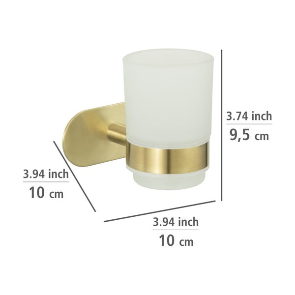 Staklena samoljepljiva čaša za četkice za zube u zlatnoj boji Orea Gold – Wenko-image-3