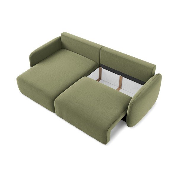 Zelena baršunasti sklopiva/s prostorom za odlaganje kutna garnitura (s lijevim kutom/s ležaljkom) Kalena – Makamii-image-4