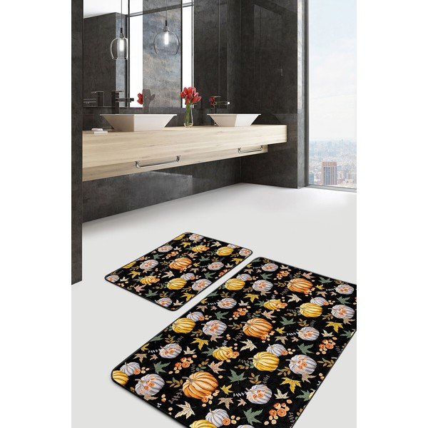 Crno-narančaste kupaonske prostirke u setu 2 kom 60x100 cm – Mila Home-image-1