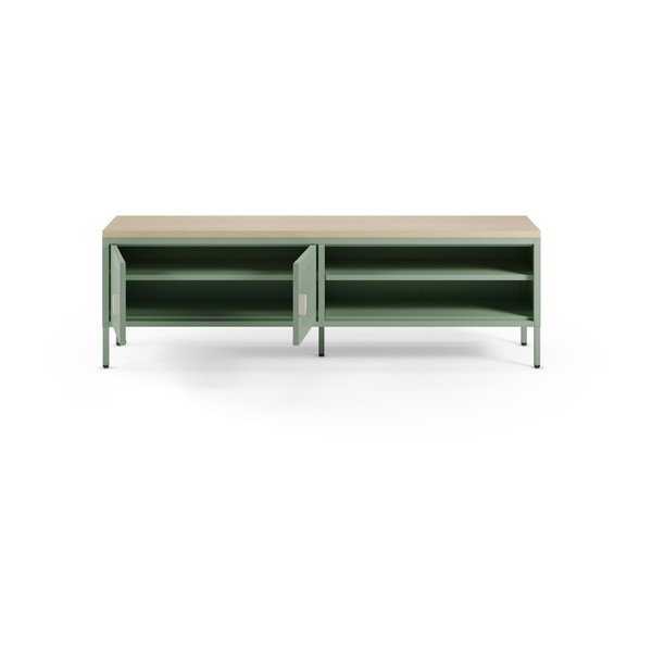 Mentol zelena/u prirodnoj boji metalna TV komoda 160x50x35 cm Sayla – Marckeric-image-2