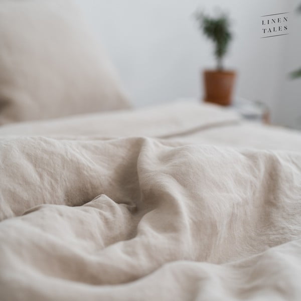 Bež navlaka za poplun za bračni krevet od konopljinih vlakana 200x200 cm – Linen Tales-image-2