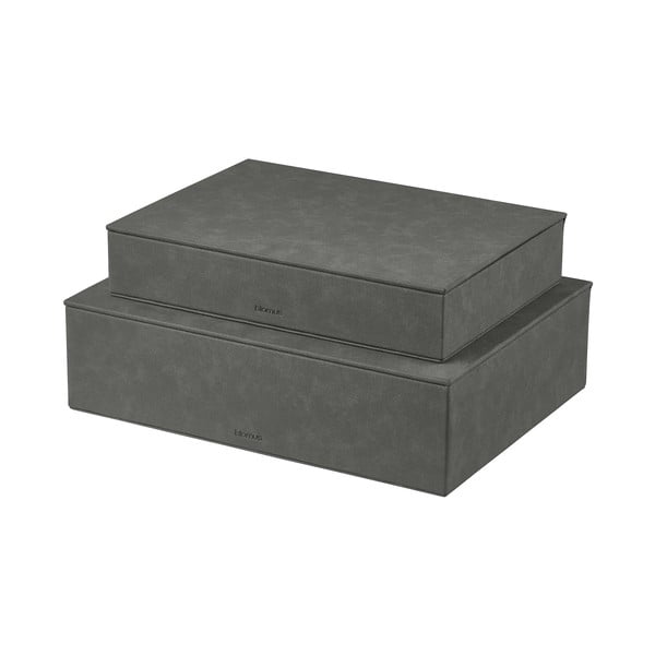 Antracitno sive kutije za pohranu u setu  2 kom s poklopcem/dekorativne od imitacije kože 40x30x11 cm Sahla – Blomus