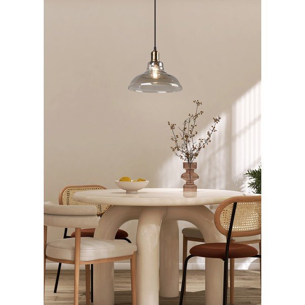 Mjedena metalna viseća svjetiljka sa staklenim sjenilom ø 28 cm Aldo – Reality-image-1