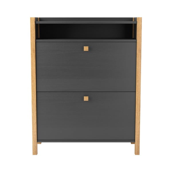 Tamnosivi ormarić za cipele s dvije ladice Woodman Bode-image-2