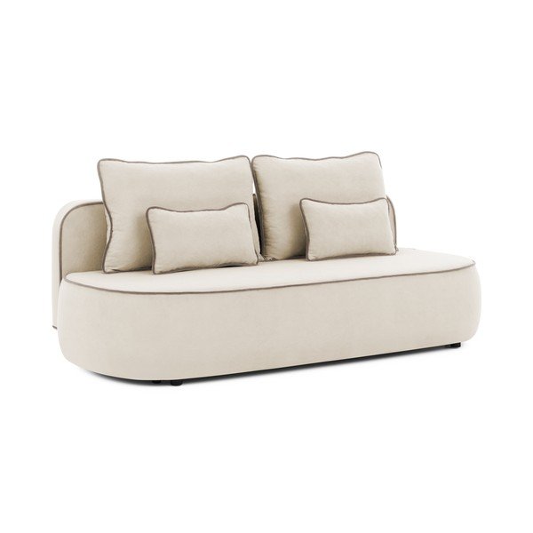 Bež/smeđe-siva baršunasti sklopiva/s prostorom za odlaganje sofa 210 cm Saga – Ropez