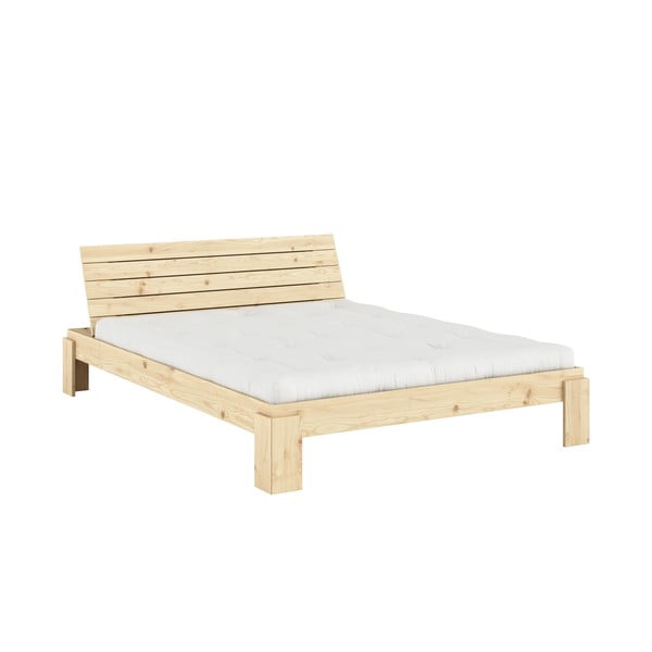 Bračni krevet od masivnog bora s podnicom 160x200 cm u prirodnoj boji Layers – Karup Design-image-3