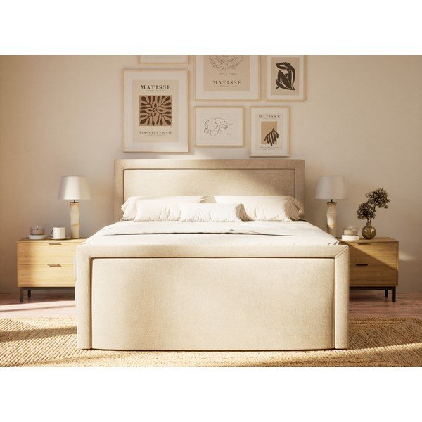Bež boxspring krevet s prostorom za odlaganje 160x200 cm Fresco – Maison de Rêve-image-4