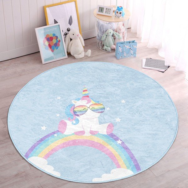 Svijetlo plavi dječji tepih ø 80 cm Comfort – Mila Home-image-2