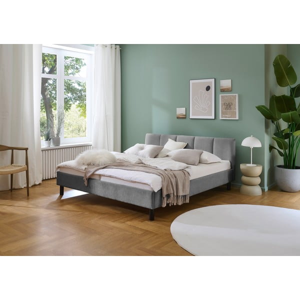Sivi tapecirani bračni krevet bez podnice 180x200 cm Joker – Meise Möbel-image-1