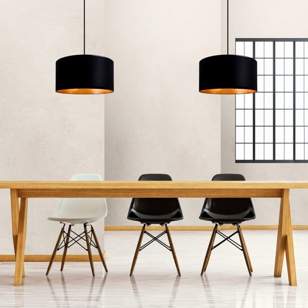 Crna dvokraka viseća lampa s unutrašnjosti zlatne boje Sotto Luce Mika, ⌀ 36 cm-image-1