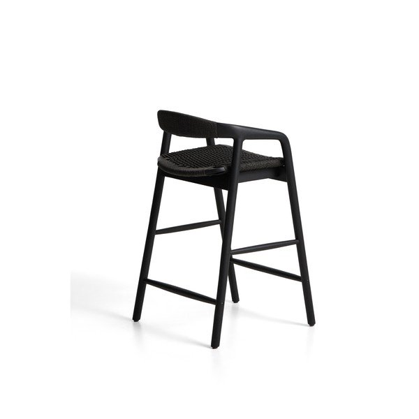 Crna barska stolica s naslonima za ruke od punog hrasta (visine sjedala 65 cm) Derile – Kave Home-image-3