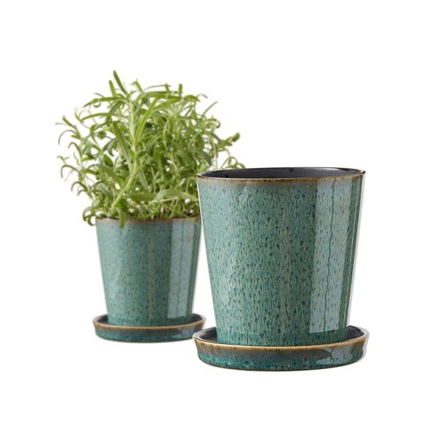 Ukrasna tegla za cvijeće od kamenine ø 10 cm Gastro Green/Black – Bitz-image-3