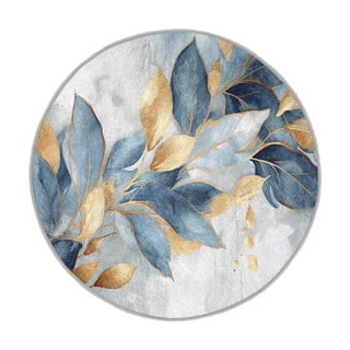Plavi/u zlatnoj boji perivi okrugao tepih ø 120 cm Golden Leaves – Mila Home