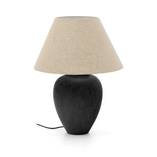 Crna/bež stolna lampa s tekstilnim sjenilom (visina 60 cm) Mercadal – Kave Home