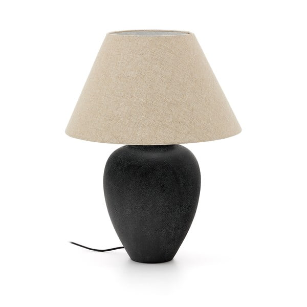 Crna/bež stolna lampa s tekstilnim sjenilom (visina 60 cm) Mercadal – Kave Home