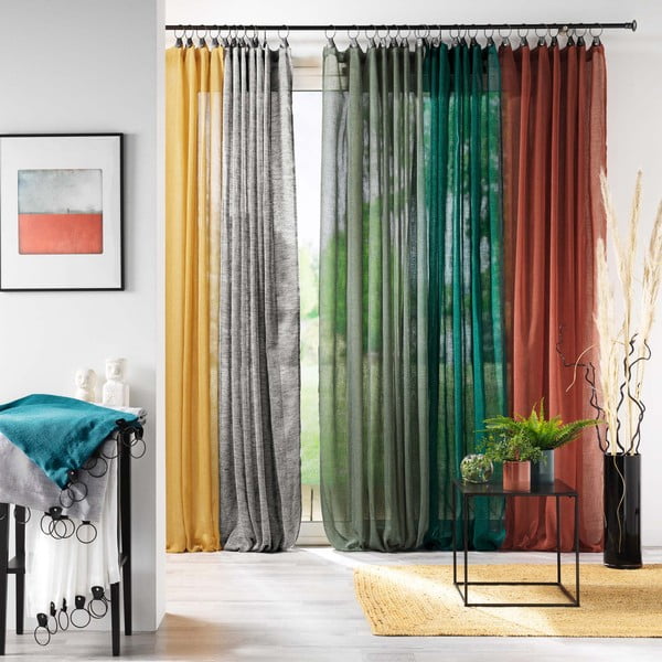 Kaki zelena prozirna zavjesa 140x240 cm Linka – douceur d'intérieur-image-3