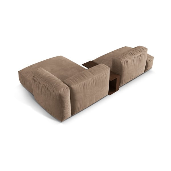 Svjetlo smeđa baršunasti kutna garnitura (s desnim kutom/s ležaljkom) Martina – Micadoni -image-3