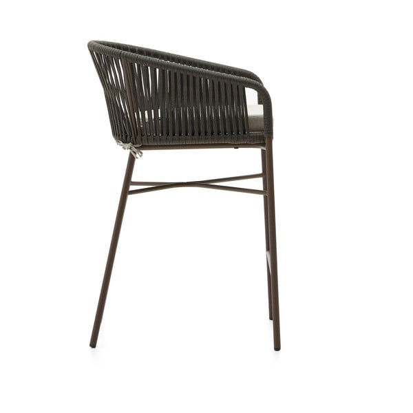 Zelena metalna/podstavljena vrtna barska stolica Yanet – Kave Home-image-3