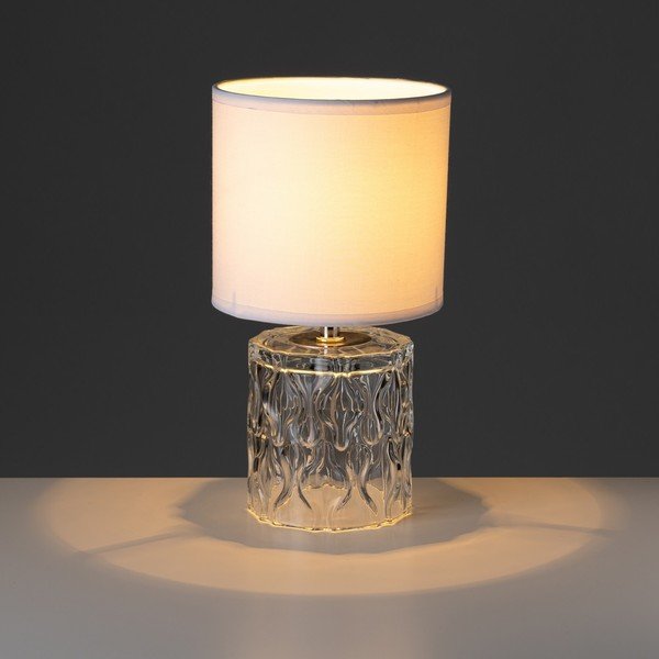 Staklena stolna lampa s tekstilnim sjenilom (visina 29 cm) – Casa Selección-image-1