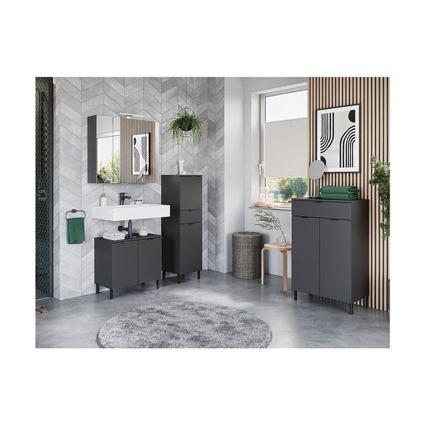 Antracitno sivi ormarić za ispod umivaonika 60x56 cm Arcena – Germania-image-4