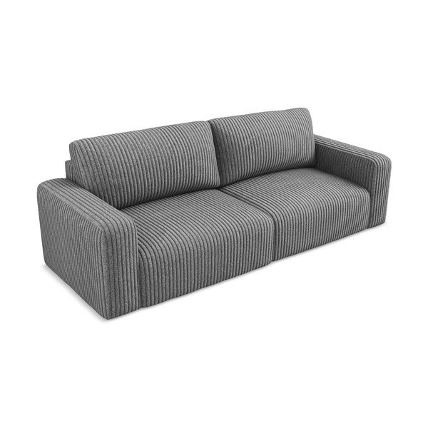 Siva sklopiva/s prostorom za odlaganje sofa od samta 252 cm Kona – Makamii-image-3