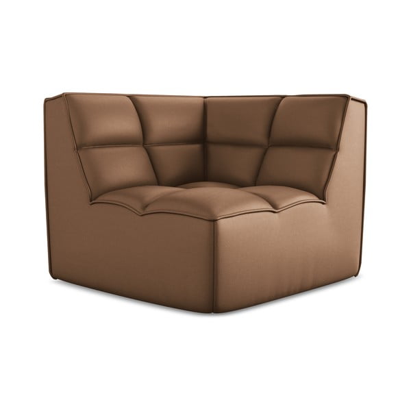 Smeđa modularna sjedeća garnitura od imitacije kože Kalai – Makamii-image-2