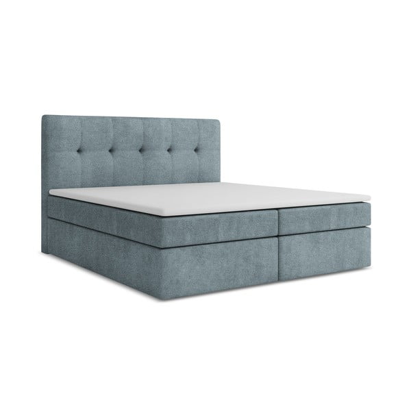 Svijetlo plavi boxspring krevet s prostorom za odlaganje 140x200 cm Palta – Makamii