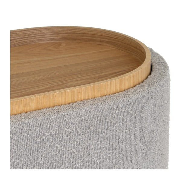 Svijetlo sivi tabure od bouclé tkanine – Casa Selección-image-3