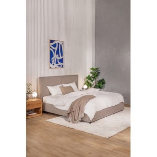Tapecirani bračni krevet u taupe boji s prostorom za pohranu s madracem/letvičastim okvirom 180x200 cm Myra Bold - Bonami Selection
