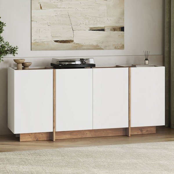 Bijela komoda u dekoru bora s rupom za kabele 180x80x45 cm Dorma – Kalune Design-image-3