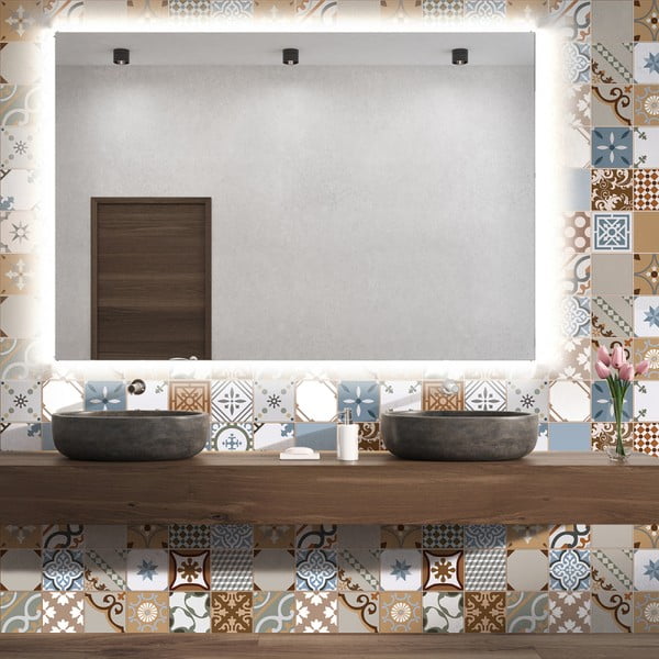Set od 30 zidnih samoljepljivih naljepnica Ambiance Wall Stickers Cement Tiles Azulejos Estefania, 15 x 15 cm
