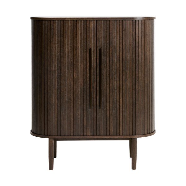 Ormarić u dekoru hrasta s kliznim vratima u tamnoj prirodnoj boji 100x118x40 cm Meta – Unique Furniture-image-2