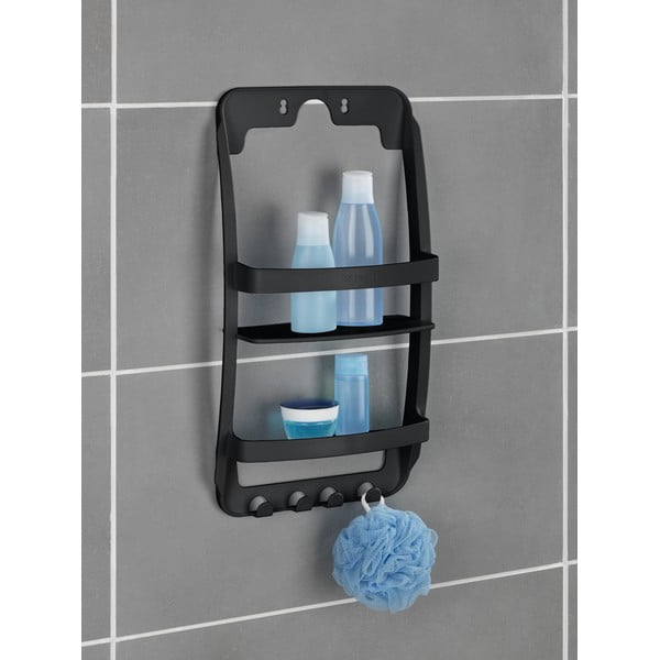 Crna plastična viseća/s postavljanjem bez bušenja kupaonska polica Universal – Wenko-image-2