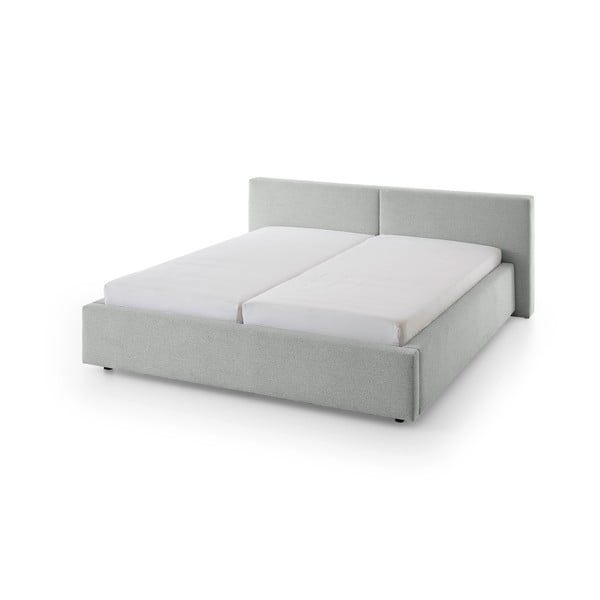 Sivi tapecirani bračni krevet s prostorom za pohranu s podnicom 140x200 cm Cube – Meise Möbel