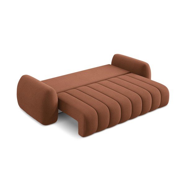 Sklopiva/s prostorom za pohranu sofa od bouclé tkanine boja terakote 266 cm Pele – Makamii-image-4