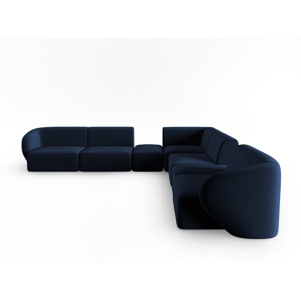 Plava baršunasti kutna garnitura Paolo – Milo Casa-image-2