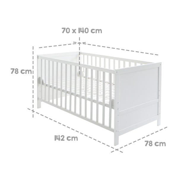 Bijeli dječji krevet s baldihanom 70x140 cm – Roba-image-4