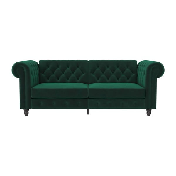 Tamno zelena baršunasti sklopiva sofa 236 cm Felix – Støraa