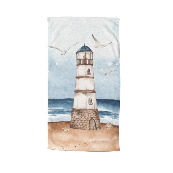 Plavi/smeđi ručnik za plažu od samta 100x180 cm Berlin – Good Morning