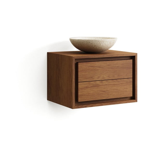 Tamno smeđi zidni ormarić za ispod umivaonika od masivne tikovine 60x40 cm Kenta – Kave Home-image-3