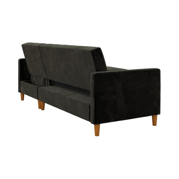 Crni varijabilni kutni kauč na razvlačenje s baršunastom površinom i Støraa Celine prostorom za odlaganje-image-3