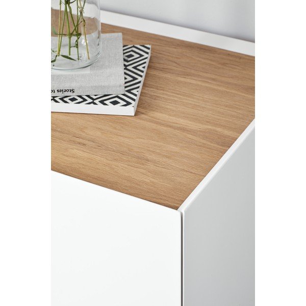 Bijela niska komoda u dekoru hrasta 110x85 cm Arista – Teulat-image-2