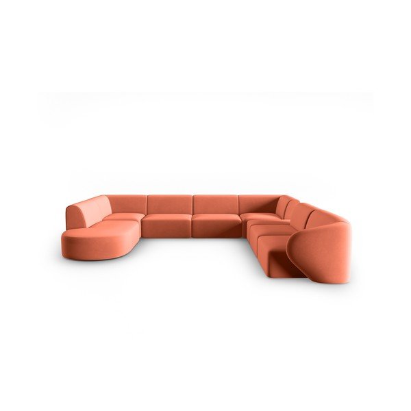 Ružičasta baršunasti kutna garnitura (s desnim kutom/u obliku slova "U") Paolo – Milo Casa