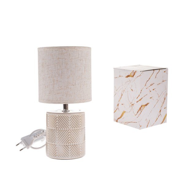 Bež stolna lampa keramička s tekstilnim sjenilom (visina 27 cm) Anita – Dakls-image-1