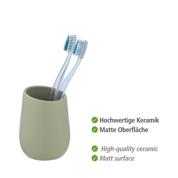 Zelena posuda za četkice keramika Wenko Badi-image-4