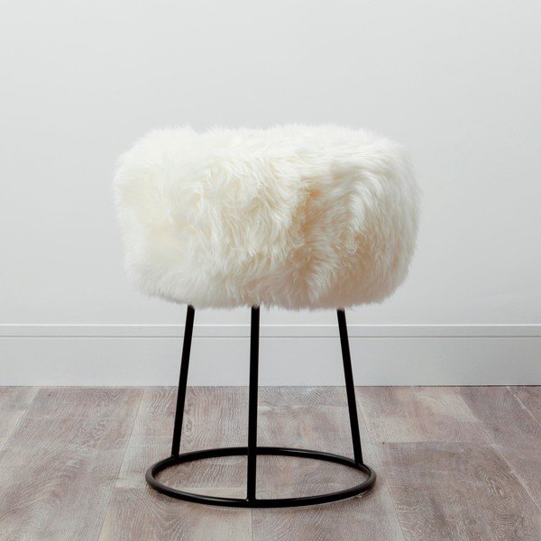 Stolac s bijelim jastukom od ovčjeg krzna Native Natural, ⌀ 36 cm-image-1