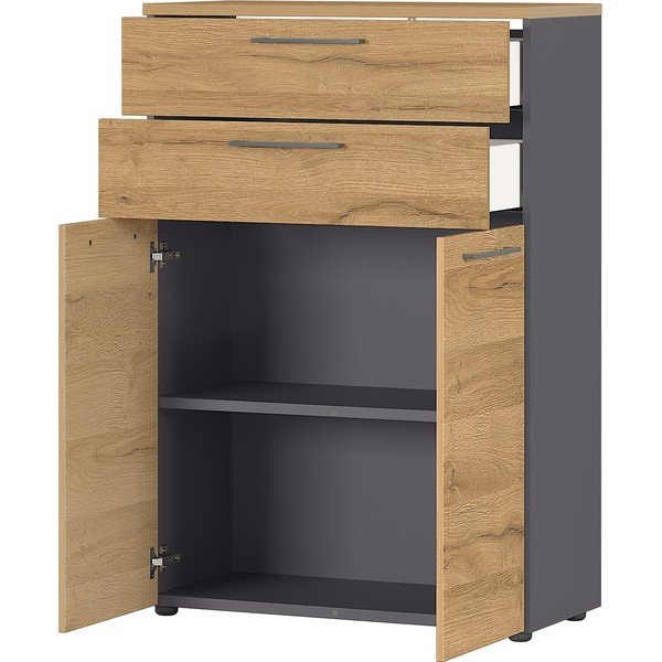 Antracit visoka komoda u dekoru hrasta 80x120 cm Agenda – Germania-image-2