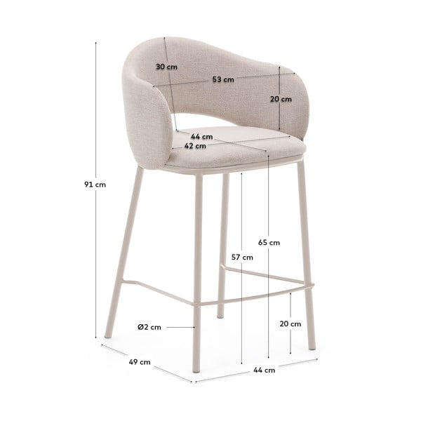 Krem barska stolica (visine sjedala 65 cm) Maina – Kave Home-image-3