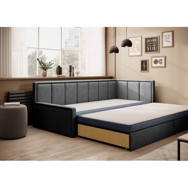 Plava/siva sklopiva/s prostorom za odlaganje sofa od šenila 214 cm Fulgeo – ELTAP-image-2