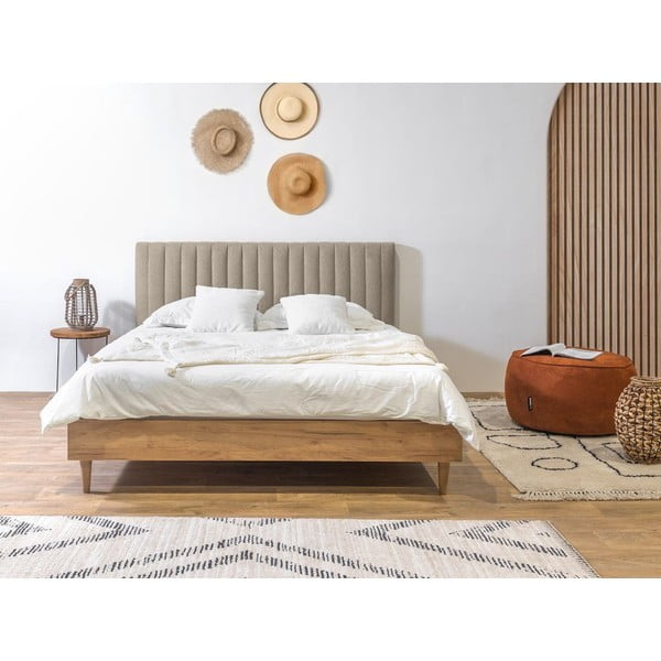 Bež/u prirodnoj boji bračni krevet s podnicom 180x200 cm Oceane – Bobochic Paris-image-2